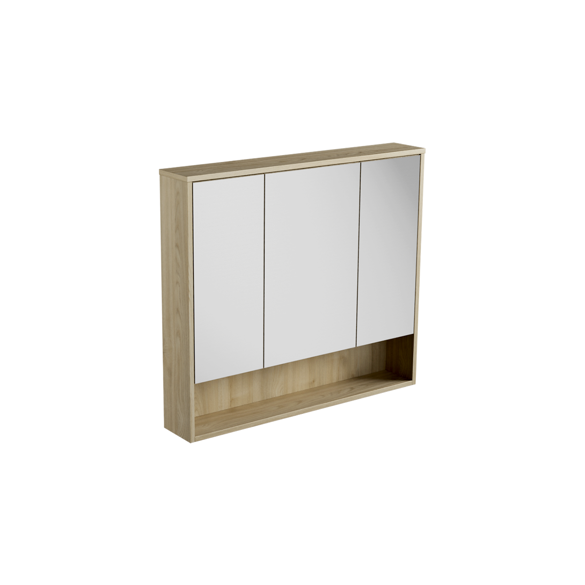 Open Shelf Mirror Cabinet 900 3 Door Wall Hung