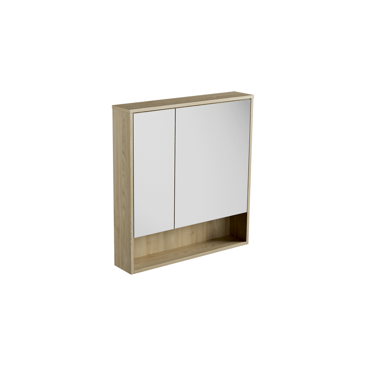 Open Shelf Mirror Cabinet 750 2 Door Wall Hung