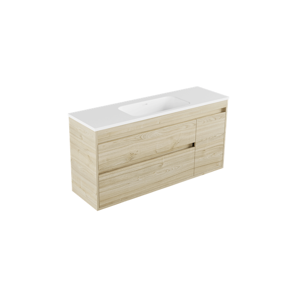 1200 - 2 Drawers - 1 Door - Right Hand - Wall Hung