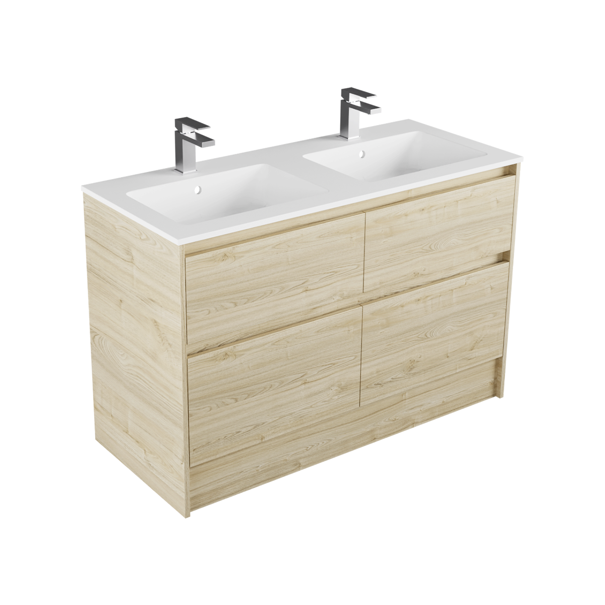 Milan Marmo 1200 4 Drawer Double Basin Floor Standing Vanity