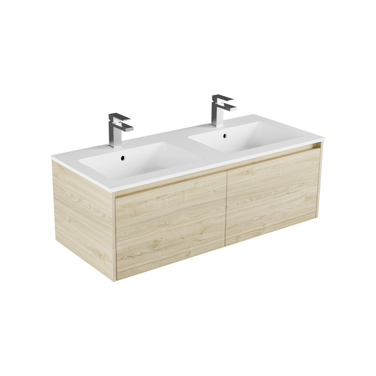 Milan Marmo 1200 2 Drawer Side by Side Double Basin Wall Hung Vanity