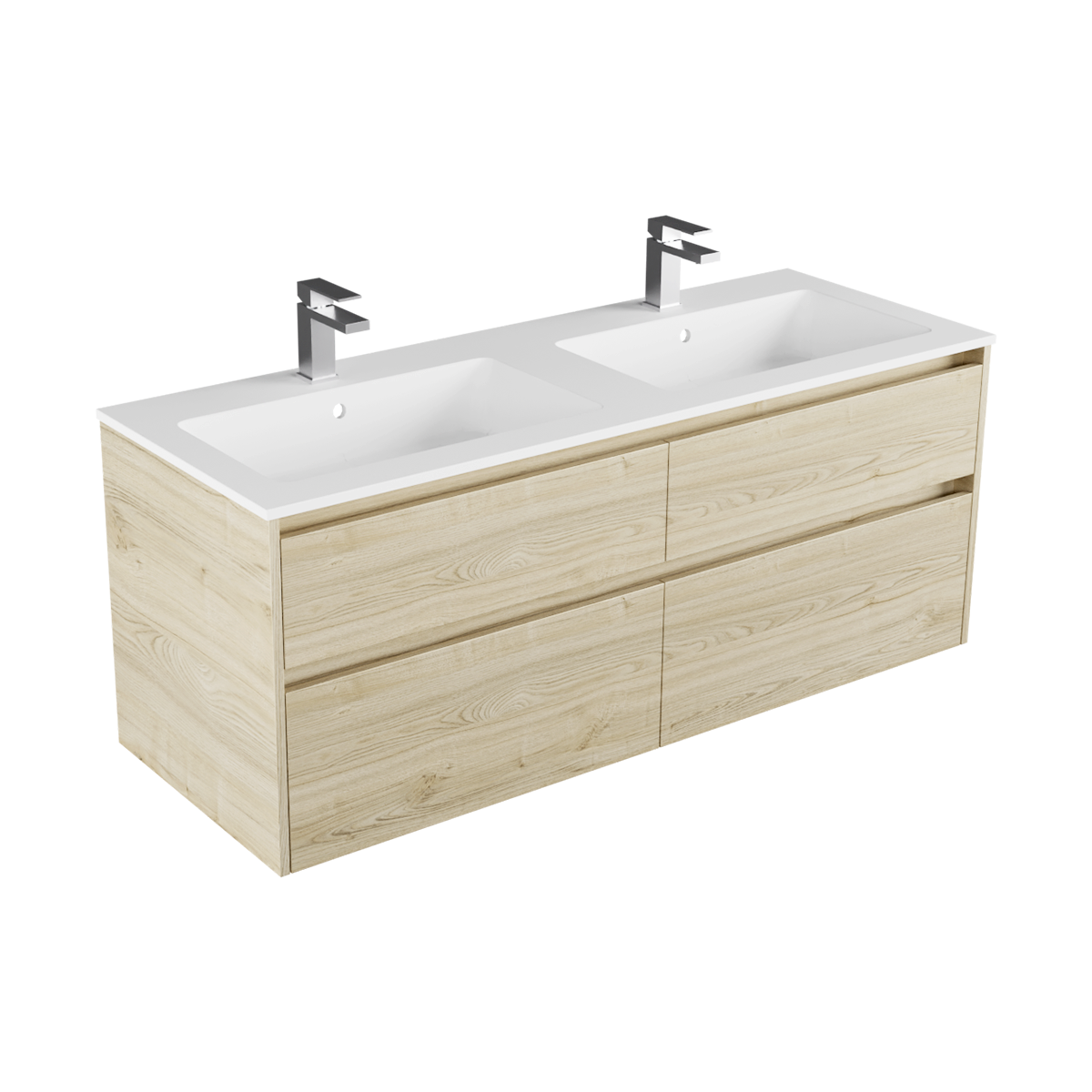 Milan Marmo 1400 4 Drawer Double Basin Wall Hung Vanity