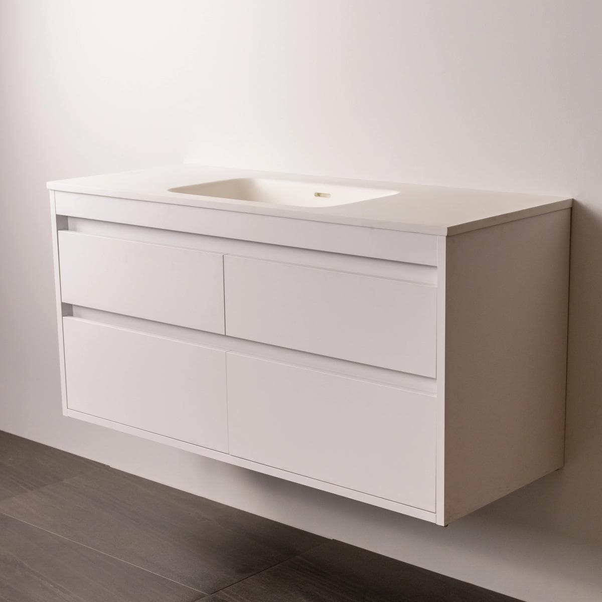 Milan Arco 1200 Single Basin 4 Drawers - White Velvet