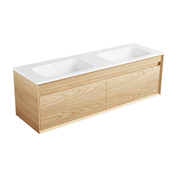 1500 - 2 Drawers - Side by Side - Double Basin - Wall Hung