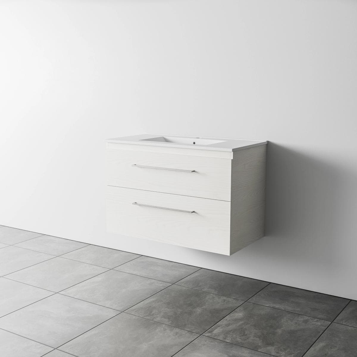 Milan Pinto 900 2 Drawers Stacked - Washed Oak