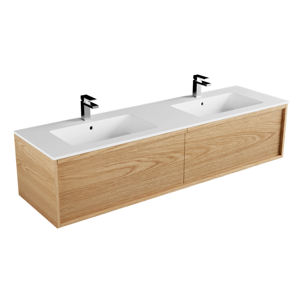 1800 - 2 Drawers - Side by Side - Double Basin - Wall Hung