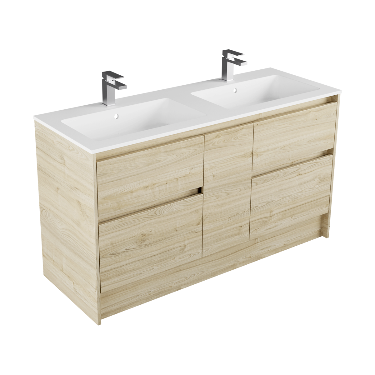 Milan Marmo 1400 4 Drawer 1 Door Double Basin Floor Standing Vanity