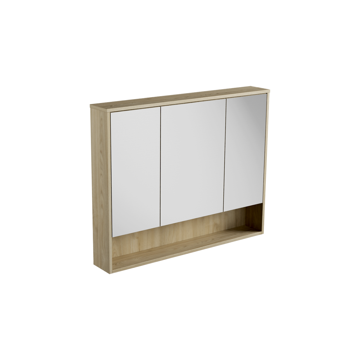 Open Shelf Mirror Cabinet 1000 3 Door Wall Hung