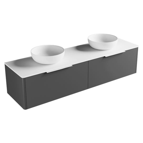 1800 - 2 Drawers - Side by Side - Double Basin - Wall Hung
