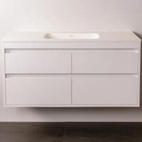 Milan Arco 1200 Single Basin 4 Drawers - White Velvet