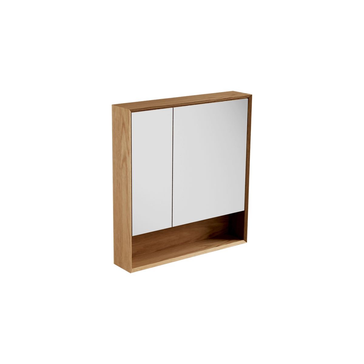 Open Shelf Edge Mirror Cabinet 750 2 Door Wall hung