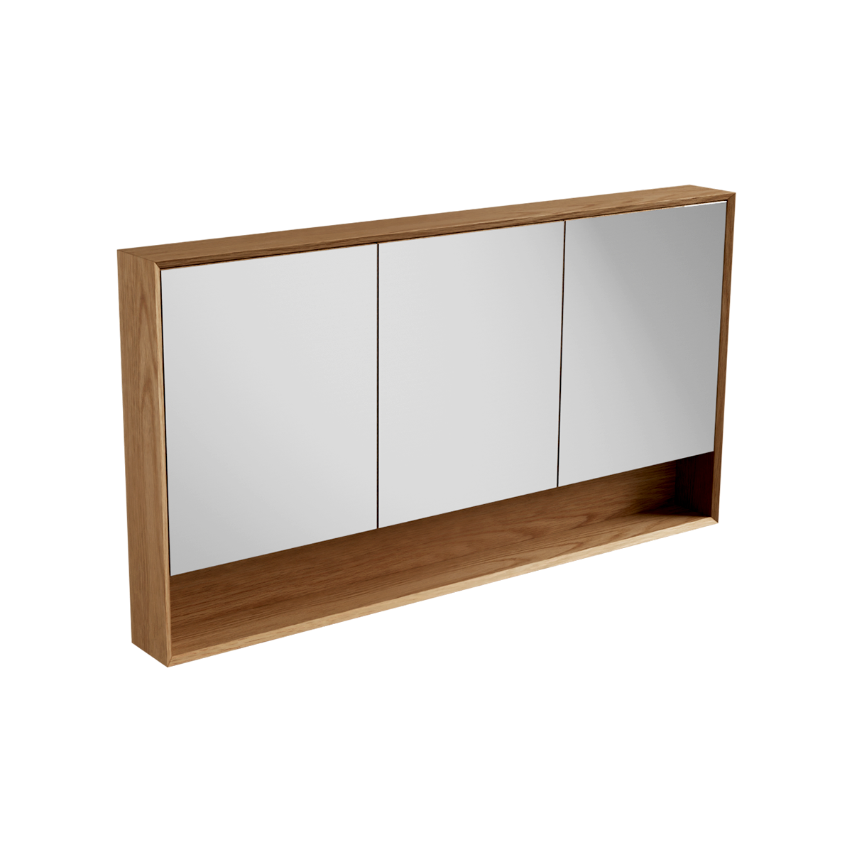 Open Shelf Edge Mirror Cabinet 1500 3 Door Wall Hung