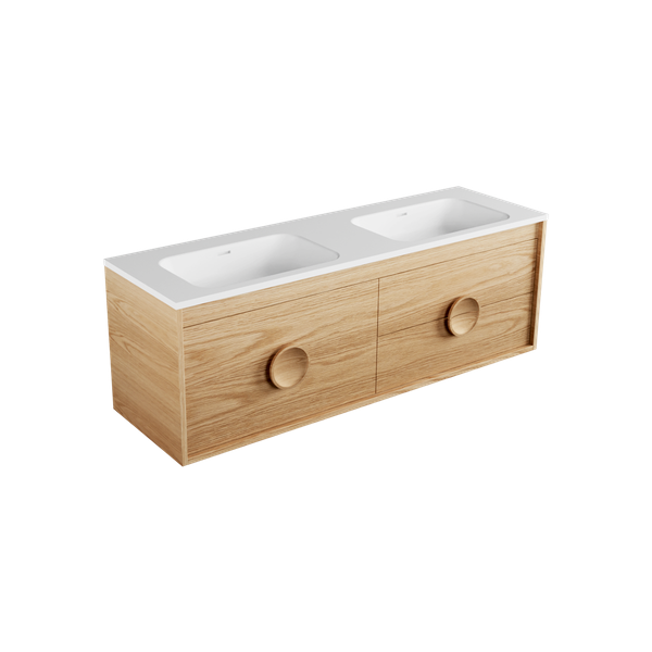 1500 - 3 Drawers - Left Hand - Double Basin - Wall Hung