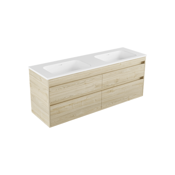 1500 - 4 Drawer - Double  Basin - Wall Hung