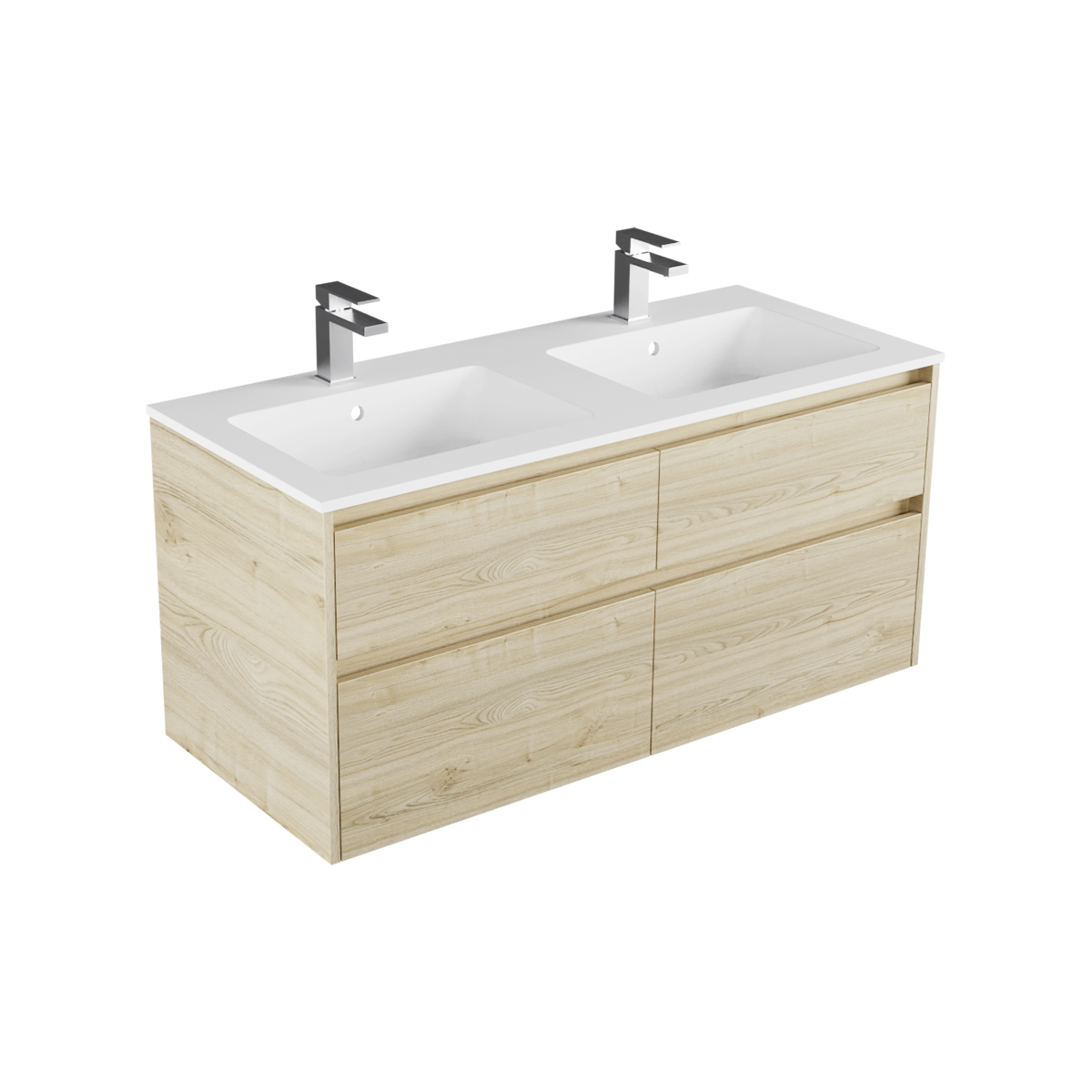 Milan Marmo 1200 4 Drawer Double Basin Wall Hung Vanity