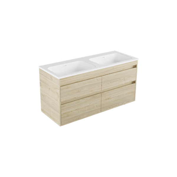 1200 - 4 Drawer - Double Basin - Wall Hung