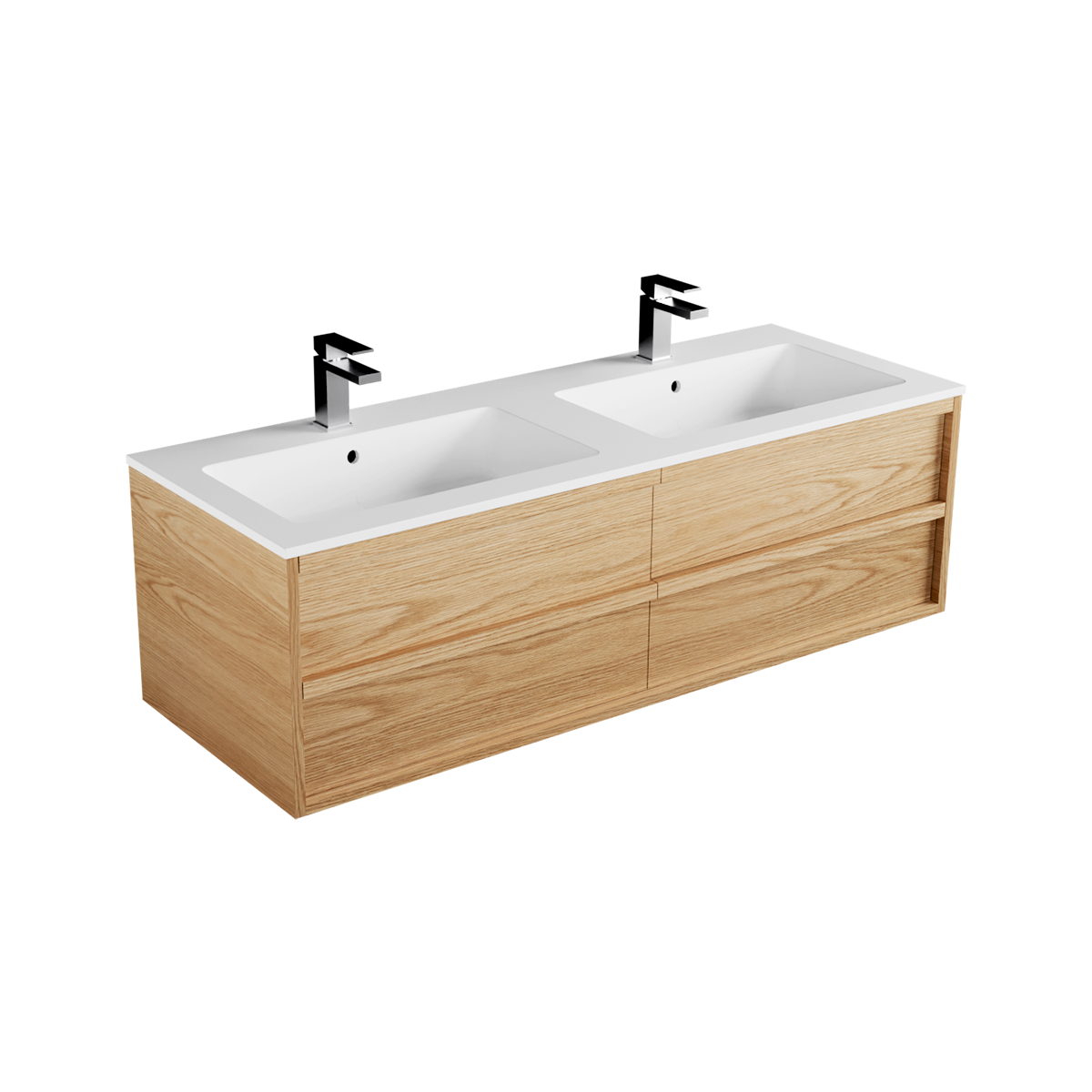 Strato Marmo 1400 3 Drawers Left Hand Double Basin Wall Hung Vanity