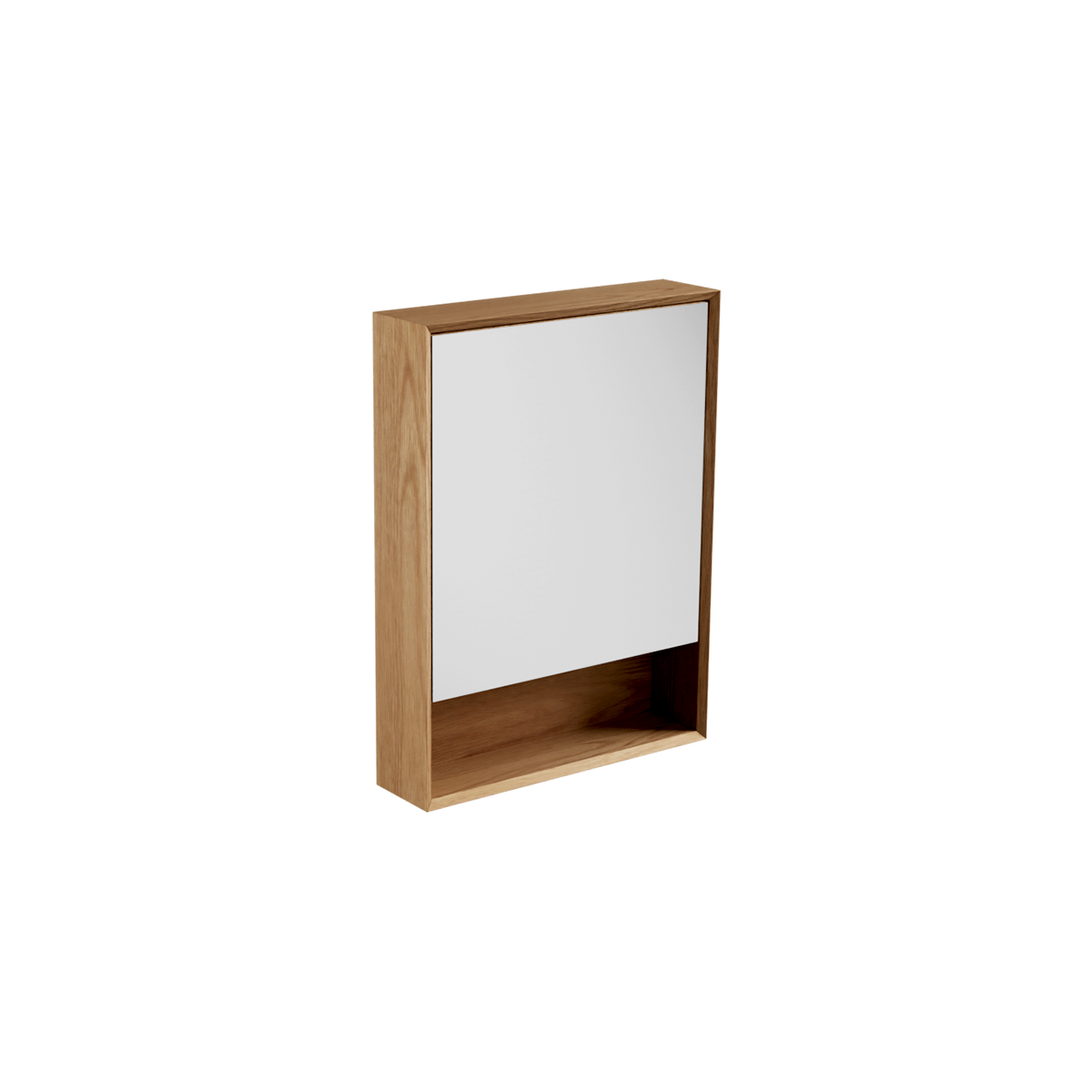 Open Shelf Edge Mirror Cabinet 600 1 Door Wall Hung