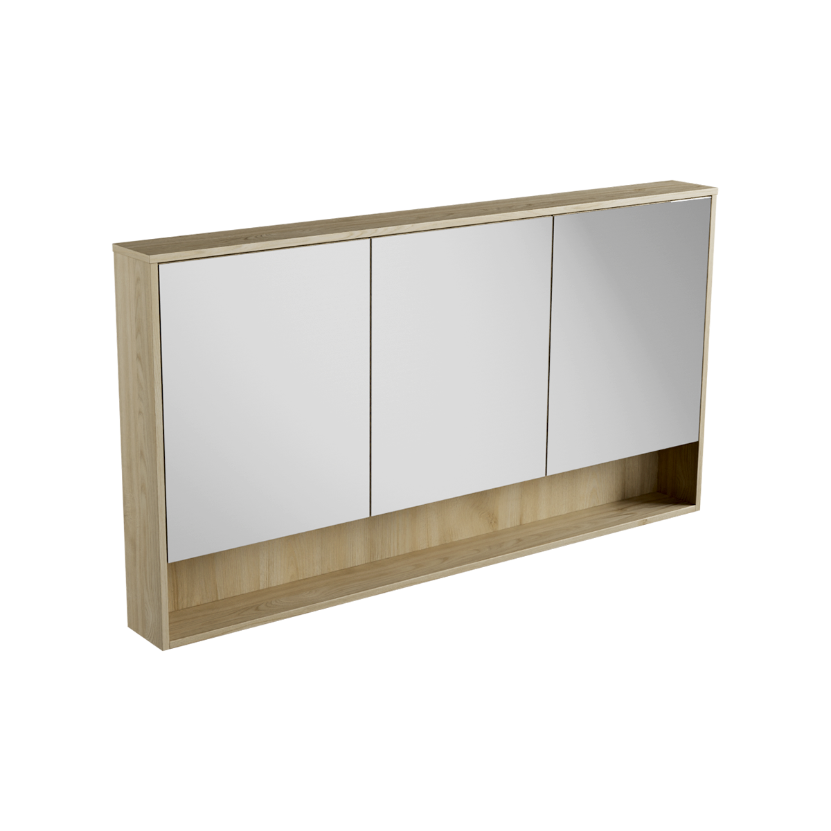 Open Shelf Mirror Cabinet 1500 3 Door Wall Hung