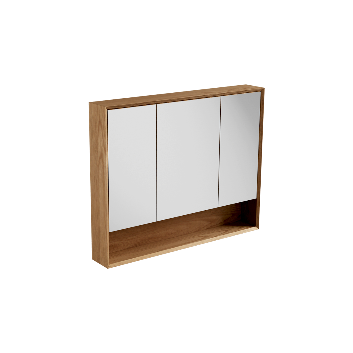 Open Shelf Edge Mirror Cabinet 1000 3 Door Wall Hung