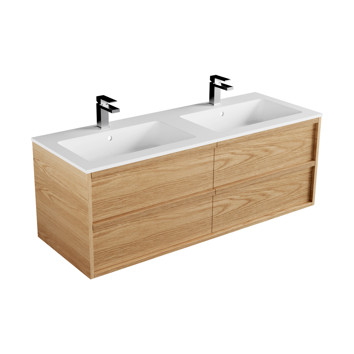 Strato Marmo 1400 4 Drawer Double Basin Wall Hung Vanity