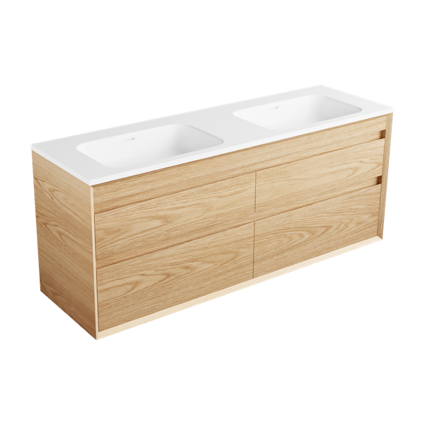 1500 - 4 Drawers - Double Basin - Wall Hung
