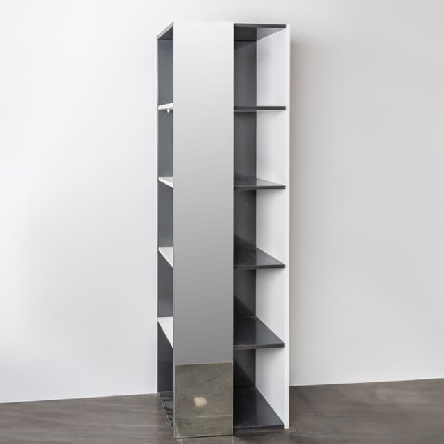 Tower 500 - Custom Open Shelf - 1 Full Mirror - Gunmetal / White
